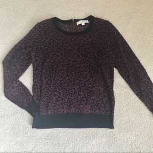 LOFT black & maroon leopard print sweater M